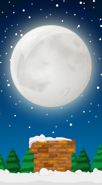 Szene mit vollmond im winter