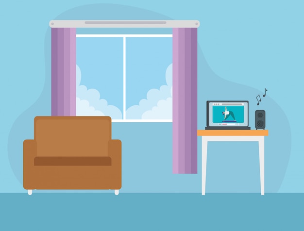 Szene Wohnzimmer Platz mit Couch Illustration Design