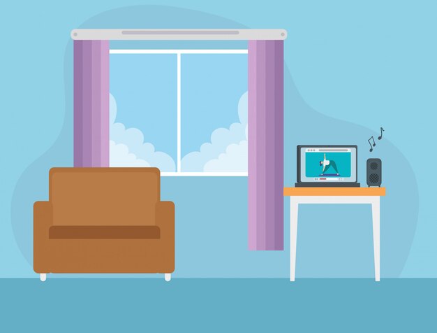 Szene Wohnzimmer Platz mit Couch Illustration Design