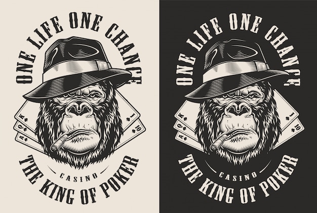 Kostenloser Vektor t-shirt druck mit gorilla-konzept