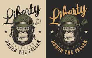 Kostenloser Vektor t-shirt druck mit gorilla-konzept