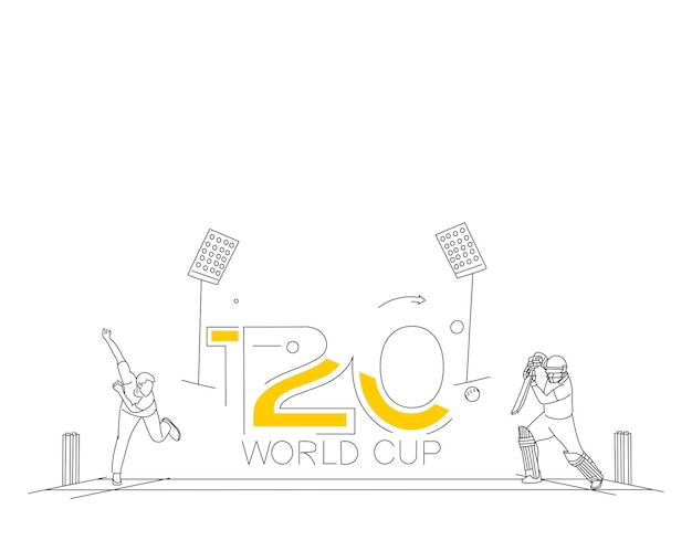 Kostenloser Vektor t20 world cup cricket championship poster vorlage broschüre dekoriert flyer banner design