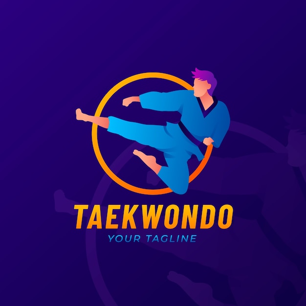 Kostenloser Vektor taekwondo-logo-design mit farbverlauf