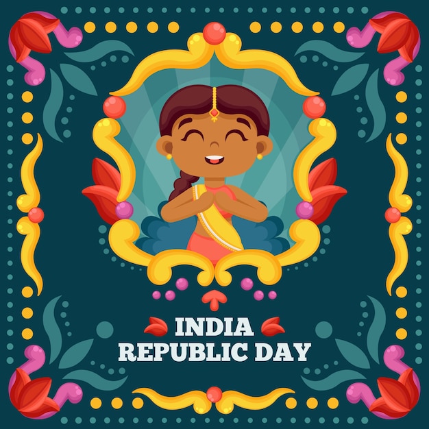 Tag der indischen republik im flachen design