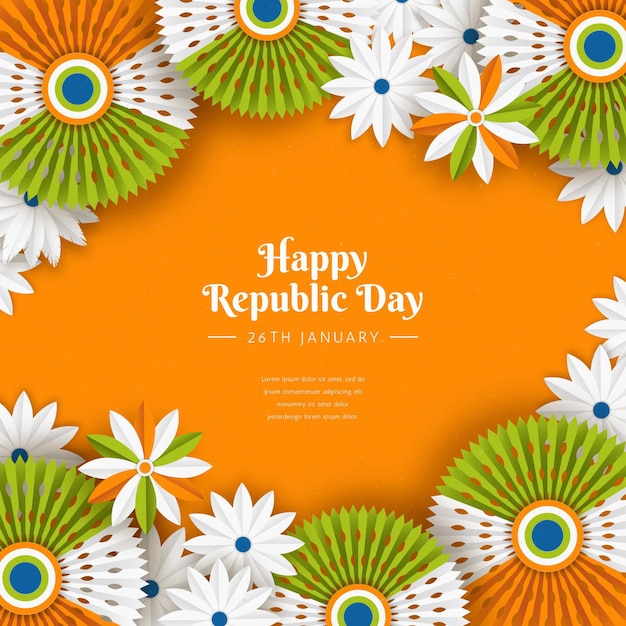 Tag der indischen republik im papierstil
