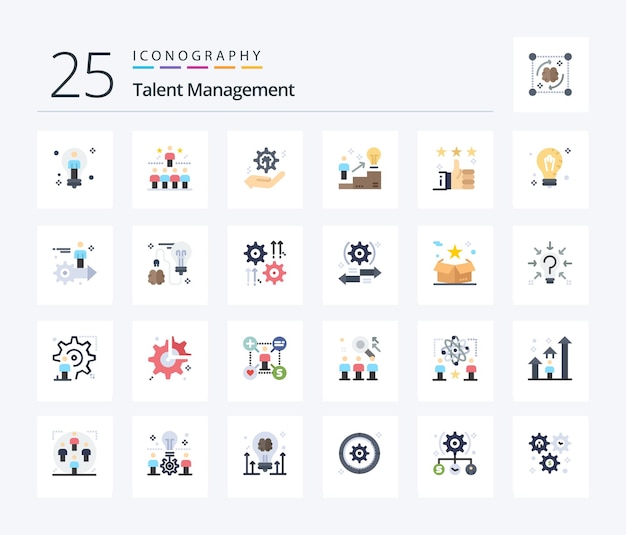 Kostenloser Vektor talent management 25 flat color icon pack inklusive user ladder top solution cog