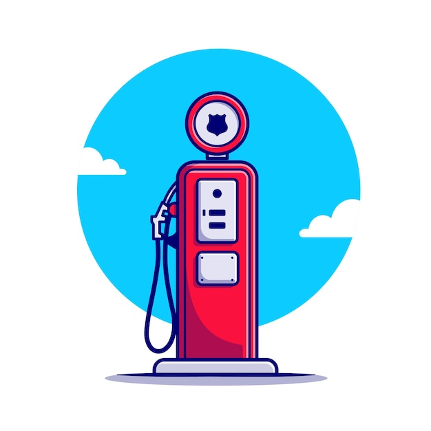 Kostenloser Vektor tankstelle cartoon icon illustration.