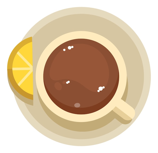Tasse tee mit zitronenscheibe auf untertasse. traditionelles englisches getränk