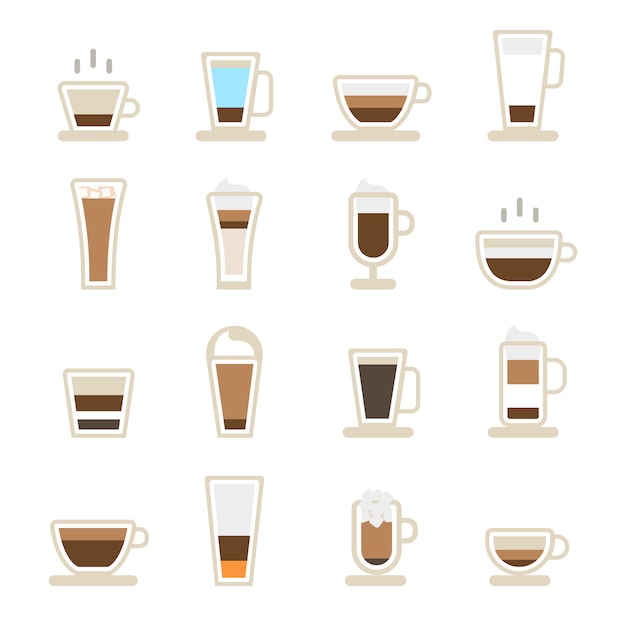 Kostenloser Vektor tassen kaffee symbole