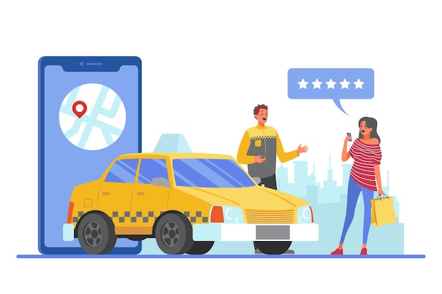 Kostenloser Vektor taxi app konzept
