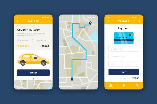 Taxi App Schnittstellenkonzept