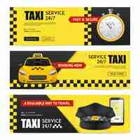 Kostenloser Vektor taxi banner set