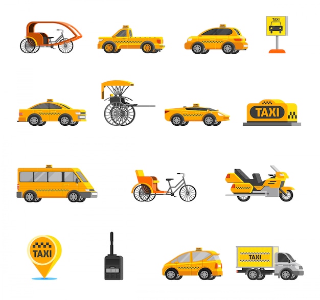Kostenloser Vektor taxi icons set