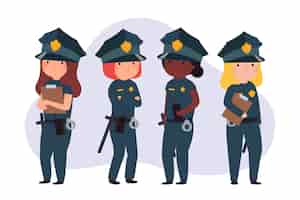 Kostenloser Vektor team von polizistinnen an vorderster front