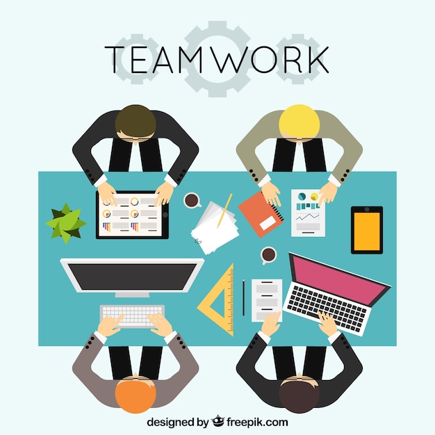 Teamwork-hintergrund im flachen design