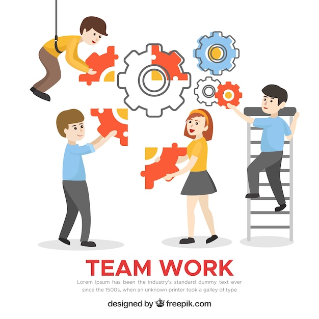 Teamwork-konzept mit flachem design