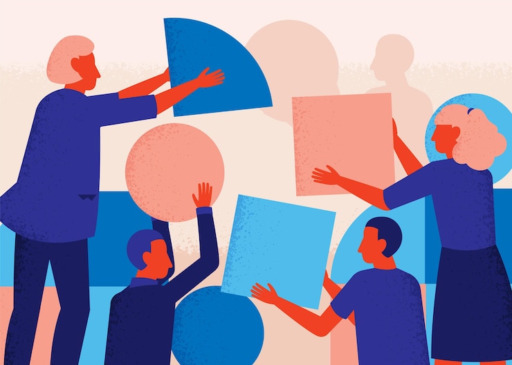 Kostenlose Vektor teamwork-konzeptillustration
