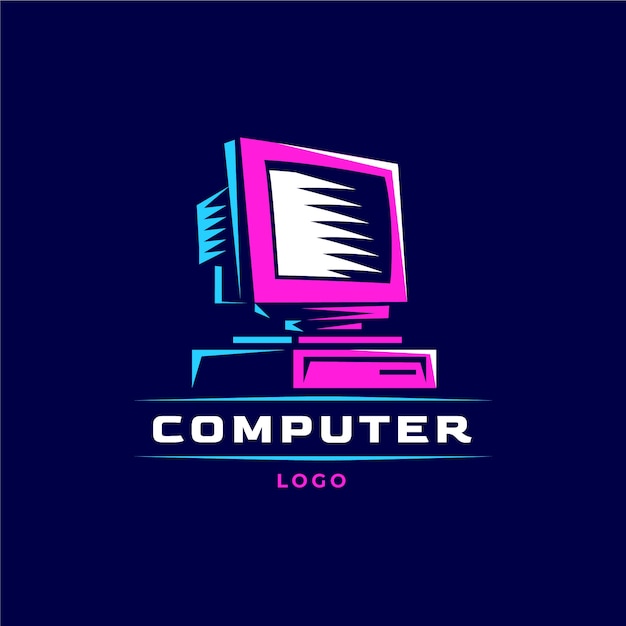 Kostenloser Vektor tech-computer-logo-vorlage