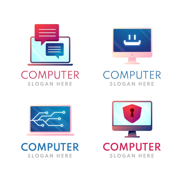 Kostenloser Vektor tech-computer-logo-vorlage