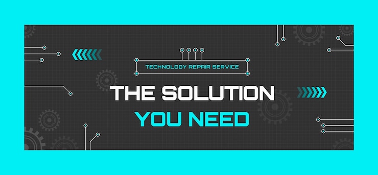 Kostenlose Vektor tech-reparatur-facebook-cover-vorlage