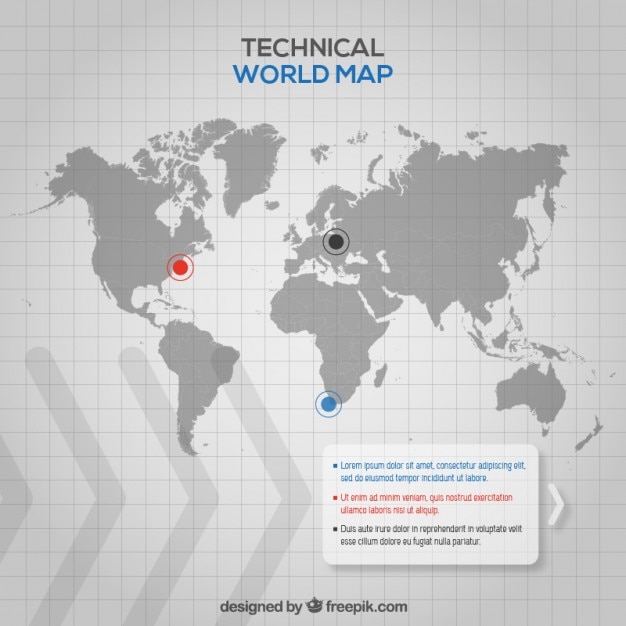 Kostenloser Vektor technische weltkarte