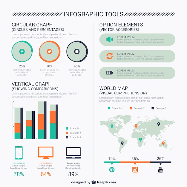 Kostenloser Vektor technologie infografik tools