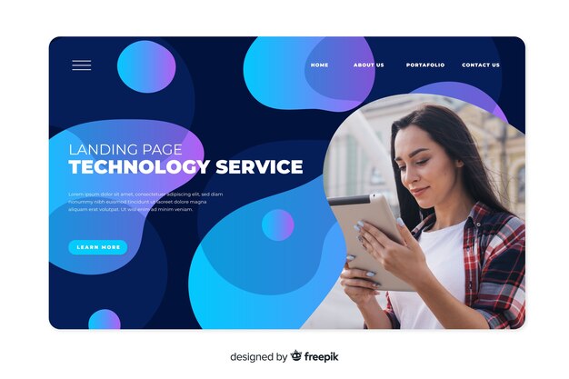 Technologie-Landingpage mit Foto