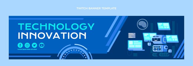 Technologie-Twitch-Banner im flachen Design