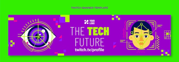 Technologie-twitch-banner mit flachem design