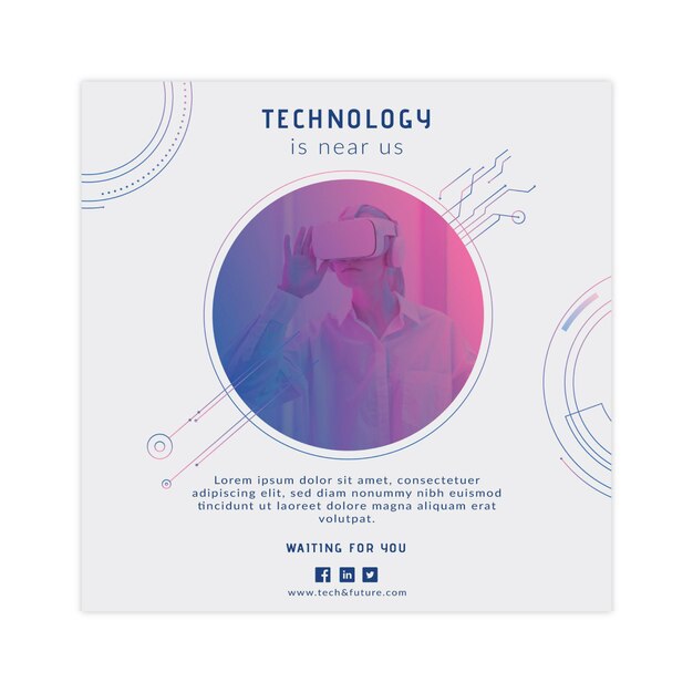 Technologie und zukünftige quadratische Flyer-Vorlage