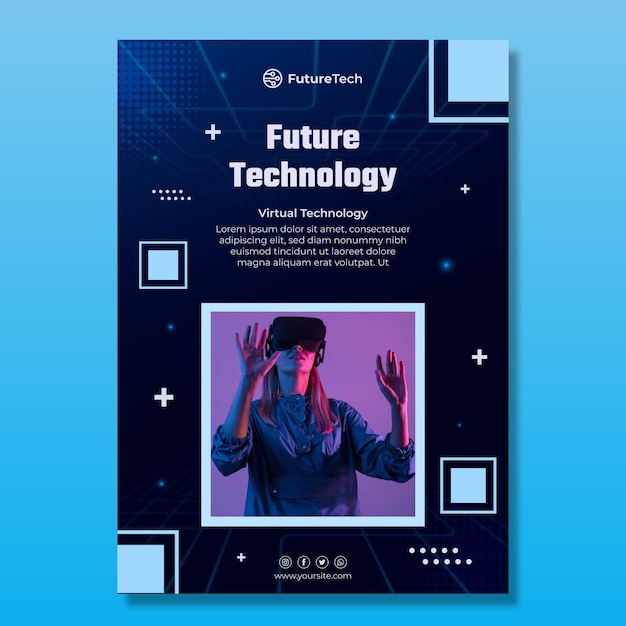 Technologie und zukünftige vertikale Flyer-Vorlage