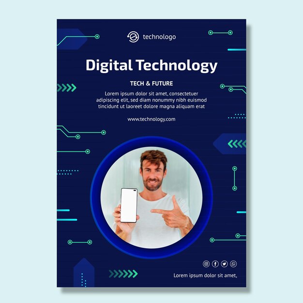 Technologie und zukünftige vertikale Flyer-Vorlage