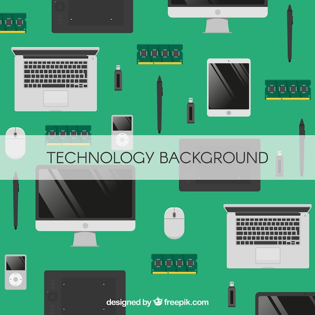 Kostenloser Vektor technologieelementhintergrund in der flachen art