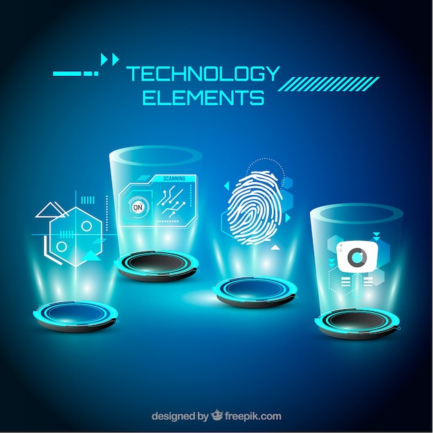 Kostenloser Vektor technologieelementhintergrund in der realistischen art