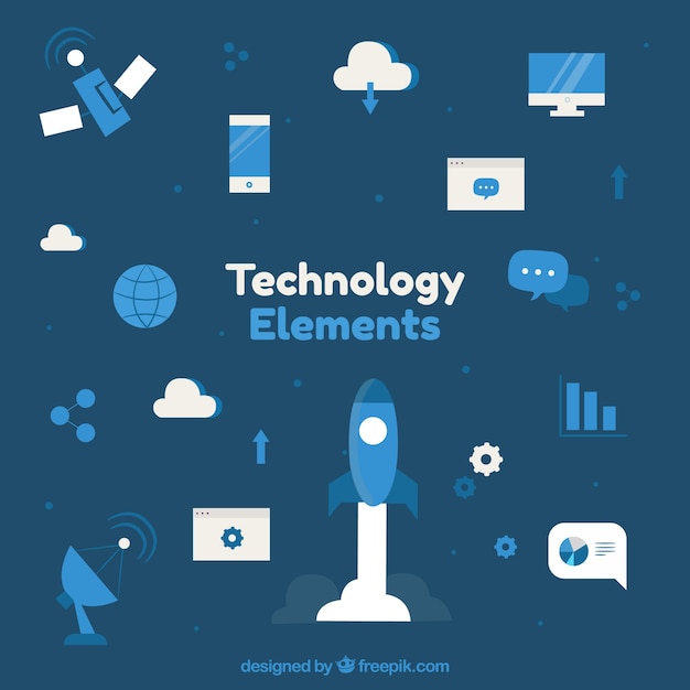 Kostenloser Vektor technologiehintergrund mit geräten in der flachen art