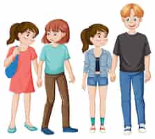 Kostenloser Vektor teenager-freundschaft-cartoon-figur