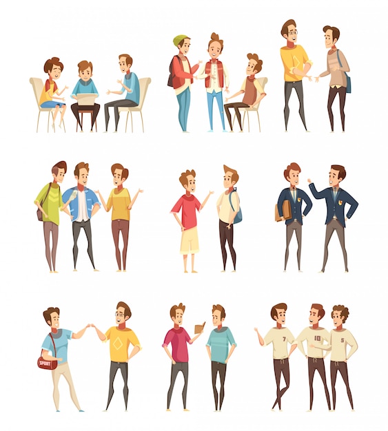 Teenager gruppen cartoon icons