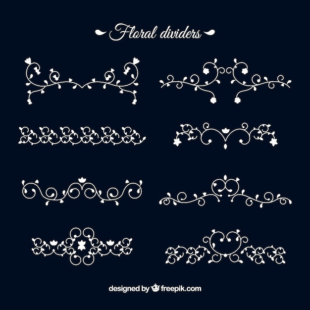 Kostenloser Vektor teiler-kollektion mit floralen ornamenten