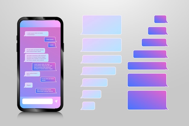 Kostenloser Vektor telefon-textblase mit farbverlauf