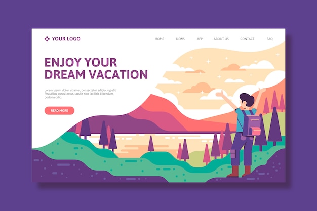 Kostenloser Vektor template landing page reisen