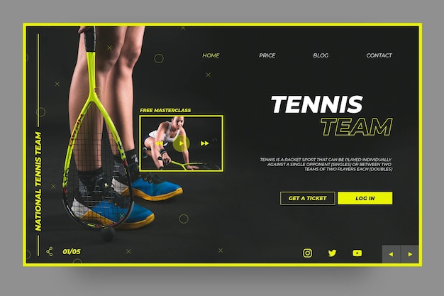 Tennis team sport landing page vorlage