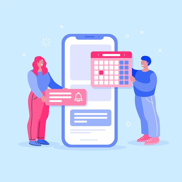 Kostenloser Vektor terminbuchung mit smartphone