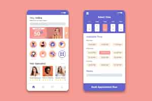 Kostenloser Vektor terminbuchungs-app für schönheitssalon