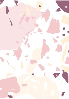 Terrazzo moderne abstrakte vorlage. rosa und orangefarbene textur des klassischen italienischen bodenbelags. venezianischer terrazzo trendiger vektorhintergrund hintergrund aus steinen, granit, quarz, marmor, beton.