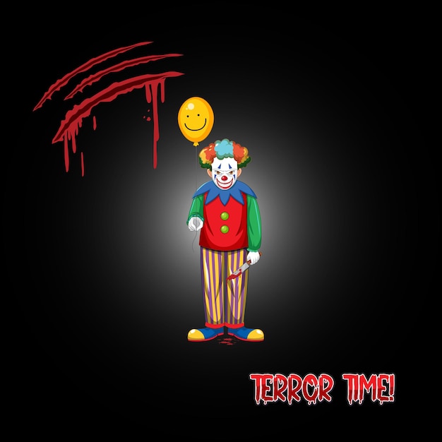 Kostenloser Vektor terror time logo mit gruseligem clown