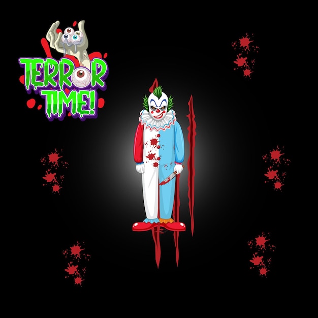 Terror Time-Wortlogo mit gruseligem Clown
