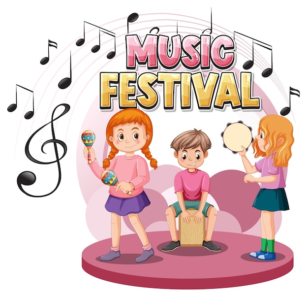 Text des musikfestivals mit kindermusikband