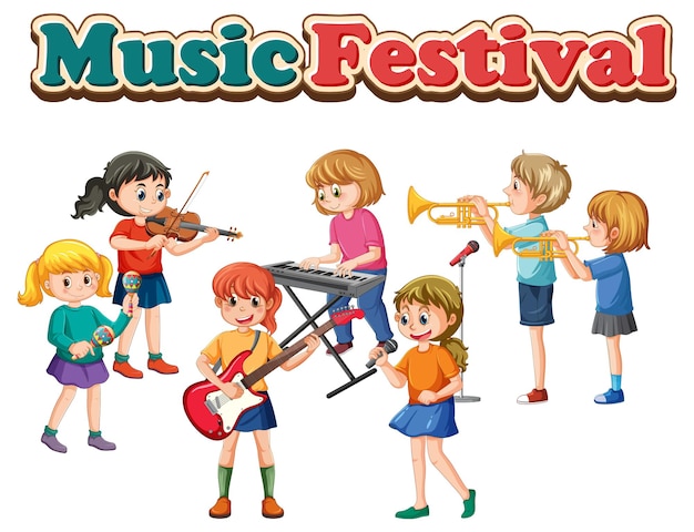 Text des musikfestivals mit kindermusikband