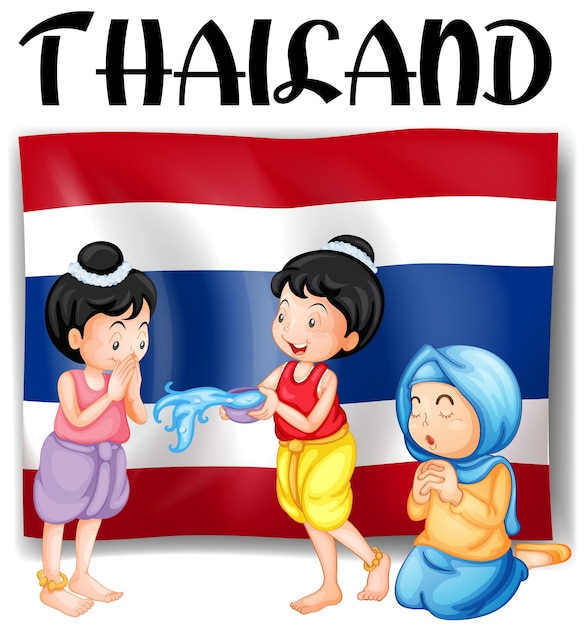 Kostenloser Vektor thailändische feste und flagge
