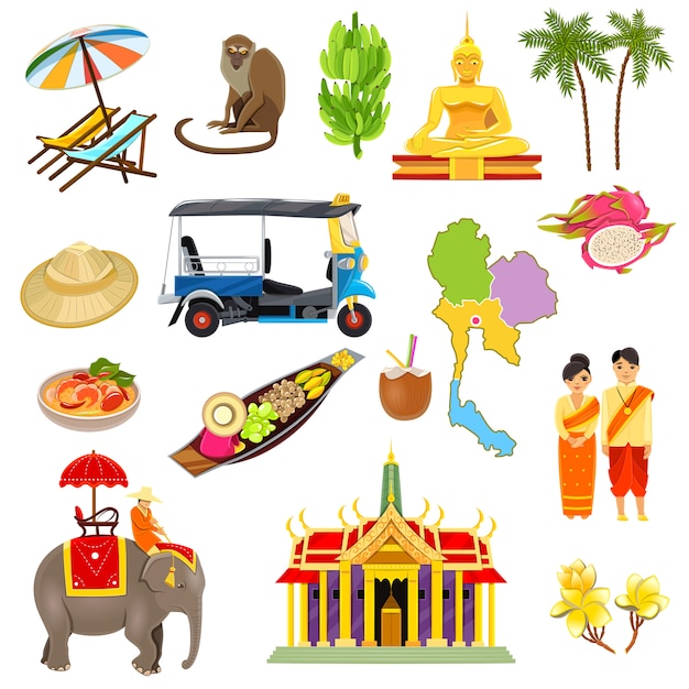 Thailand icons set